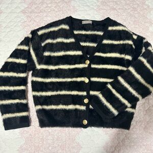 J Crew Sweater Lady Jacket in Striped Brushed Yarn size small